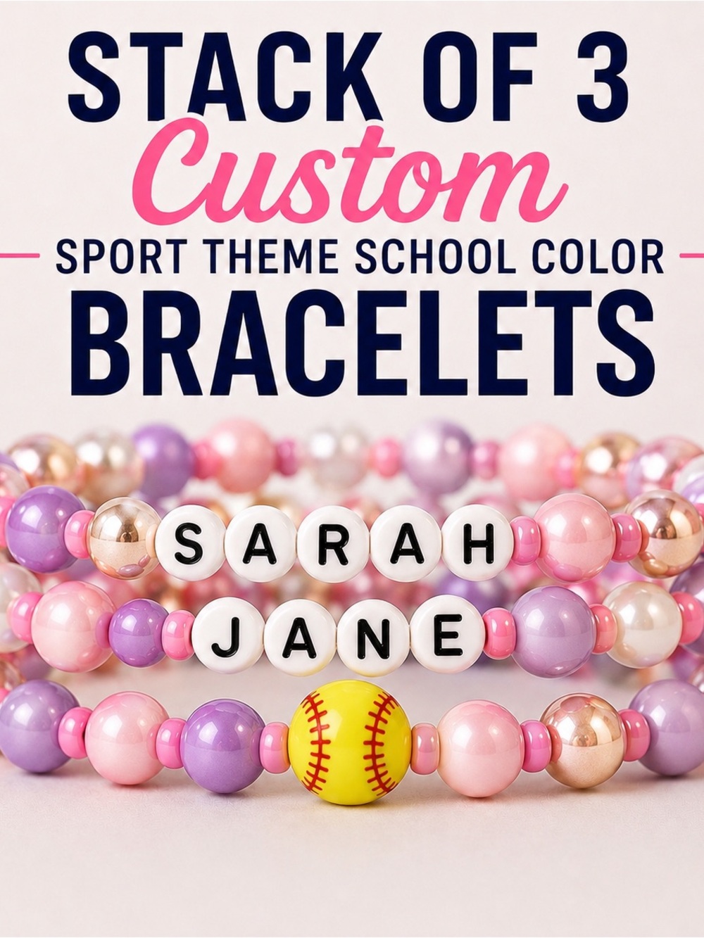 THREE BRACELETS | Custom Stack of 3 Sports-Themed Beaded Bracelets